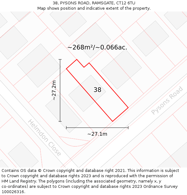 38, PYSONS ROAD, RAMSGATE, CT12 6TU: Plot and title map