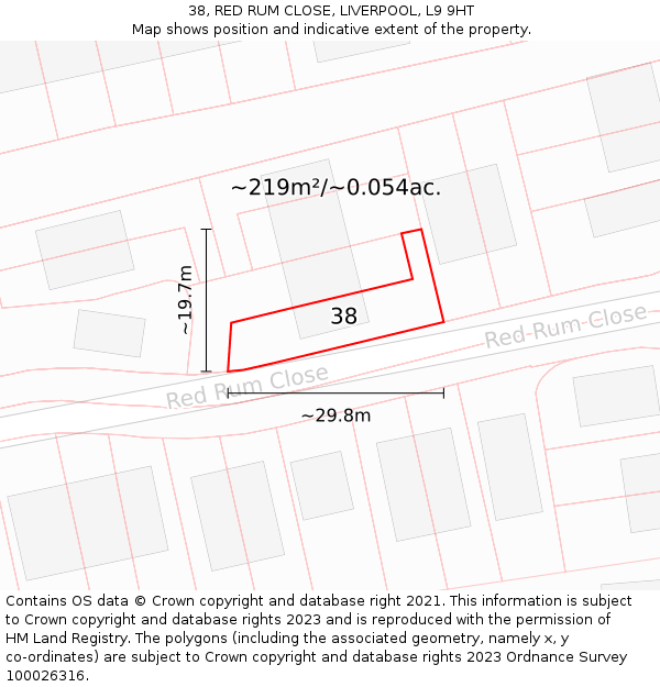 38, RED RUM CLOSE, LIVERPOOL, L9 9HT: Plot and title map