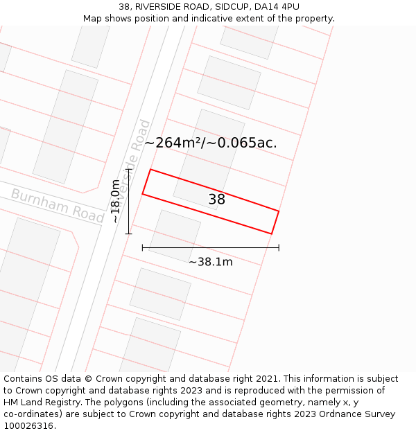38, RIVERSIDE ROAD, SIDCUP, DA14 4PU: Plot and title map