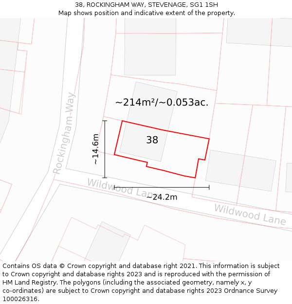 38, ROCKINGHAM WAY, STEVENAGE, SG1 1SH: Plot and title map