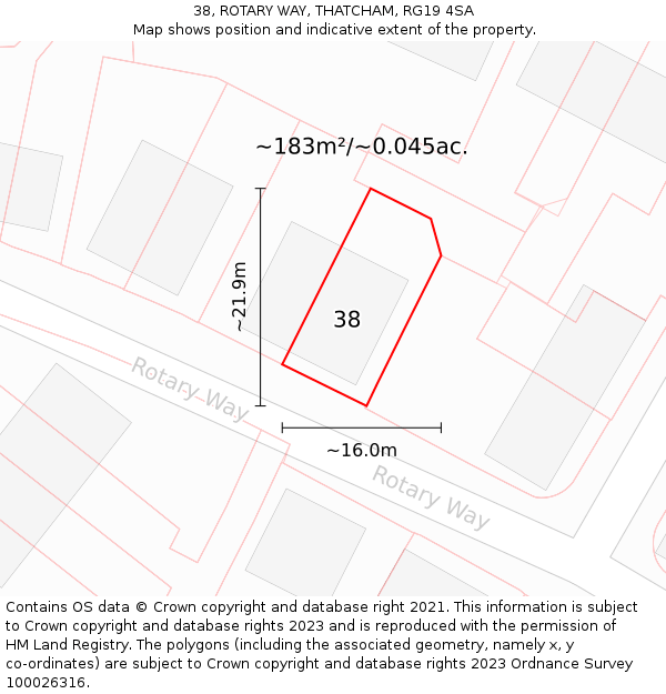 38, ROTARY WAY, THATCHAM, RG19 4SA: Plot and title map