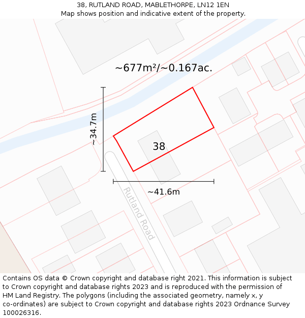 38, RUTLAND ROAD, MABLETHORPE, LN12 1EN: Plot and title map