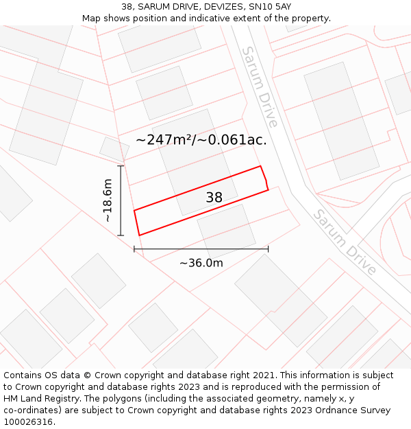 38, SARUM DRIVE, DEVIZES, SN10 5AY: Plot and title map