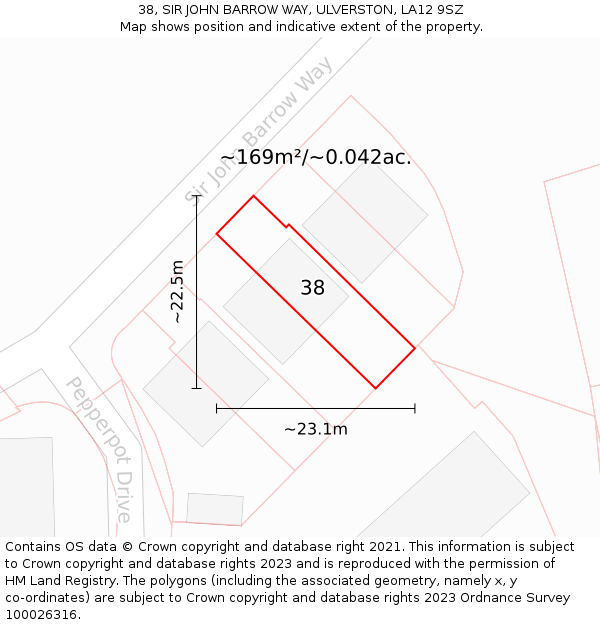 38, SIR JOHN BARROW WAY, ULVERSTON, LA12 9SZ: Plot and title map