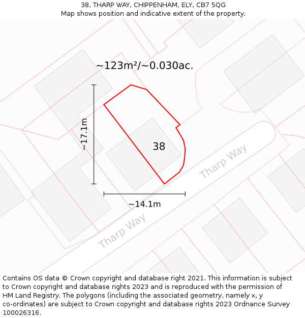 38, THARP WAY, CHIPPENHAM, ELY, CB7 5QG: Plot and title map
