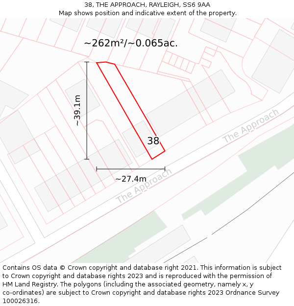 38, THE APPROACH, RAYLEIGH, SS6 9AA: Plot and title map