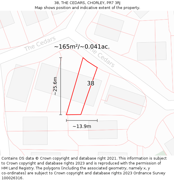 38, THE CEDARS, CHORLEY, PR7 3RJ: Plot and title map