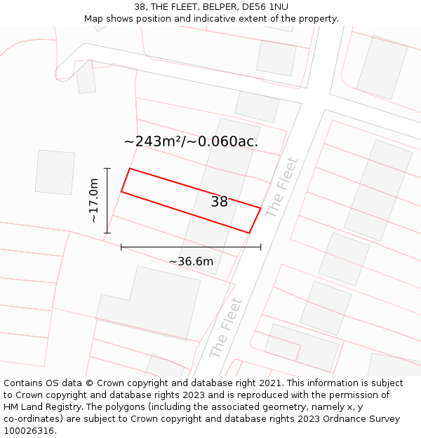 38, THE FLEET, BELPER, DE56 1NU: Plot and title map