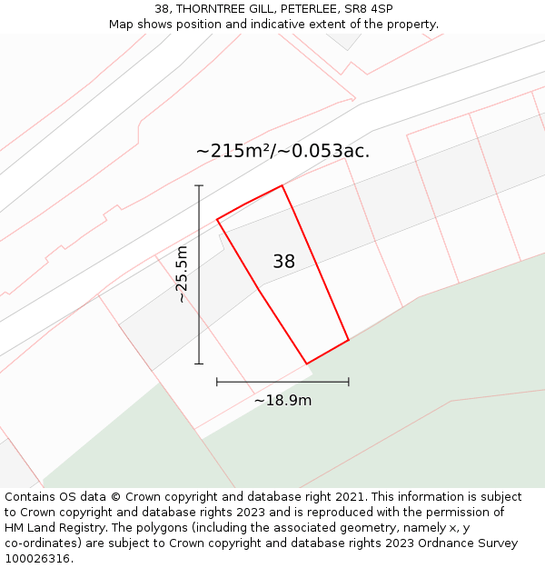 38, THORNTREE GILL, PETERLEE, SR8 4SP: Plot and title map