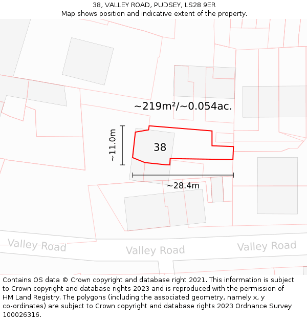 38, VALLEY ROAD, PUDSEY, LS28 9ER: Plot and title map