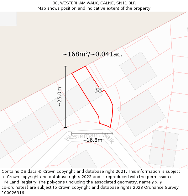 38, WESTERHAM WALK, CALNE, SN11 8LR: Plot and title map