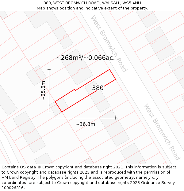 380, WEST BROMWICH ROAD, WALSALL, WS5 4NU: Plot and title map