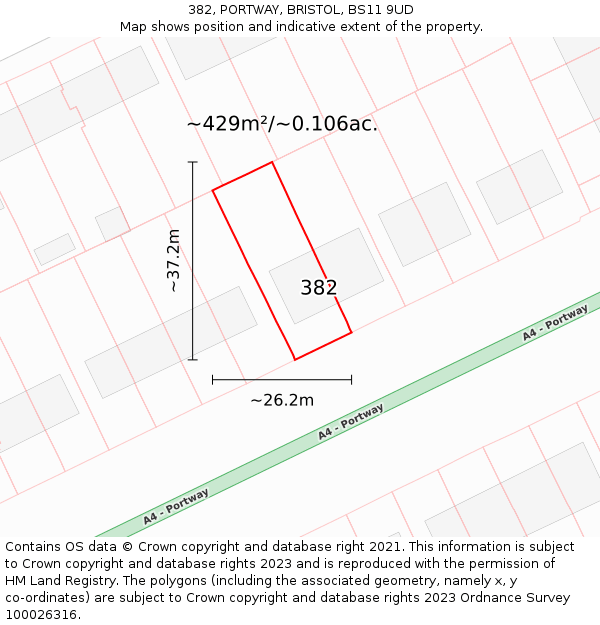 382, PORTWAY, BRISTOL, BS11 9UD: Plot and title map