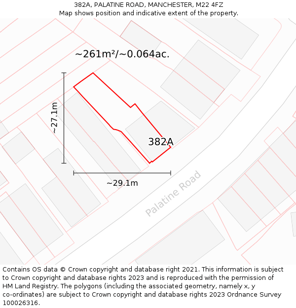 382A, PALATINE ROAD, MANCHESTER, M22 4FZ: Plot and title map