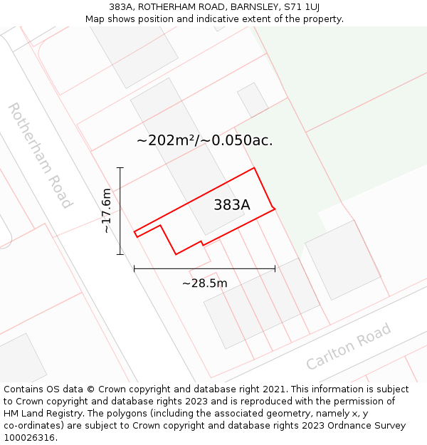 383A, ROTHERHAM ROAD, BARNSLEY, S71 1UJ: Plot and title map