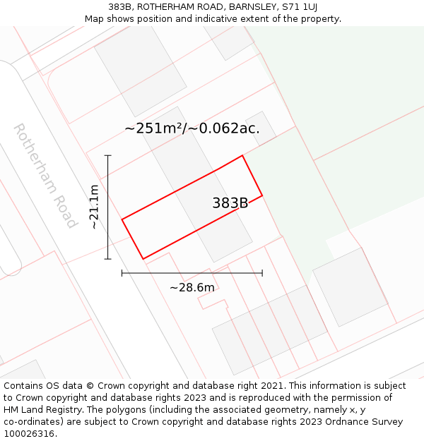 383B, ROTHERHAM ROAD, BARNSLEY, S71 1UJ: Plot and title map