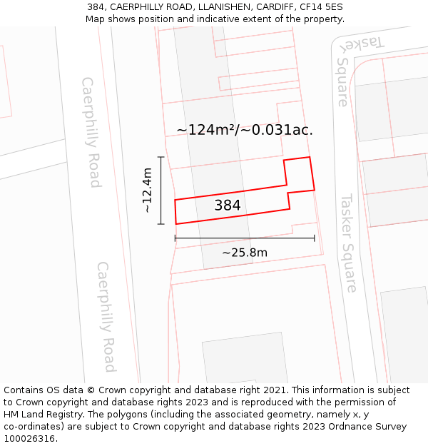 384, CAERPHILLY ROAD, LLANISHEN, CARDIFF, CF14 5ES: Plot and title map
