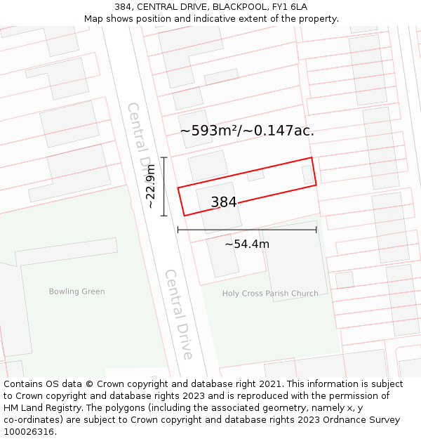 384, CENTRAL DRIVE, BLACKPOOL, FY1 6LA: Plot and title map