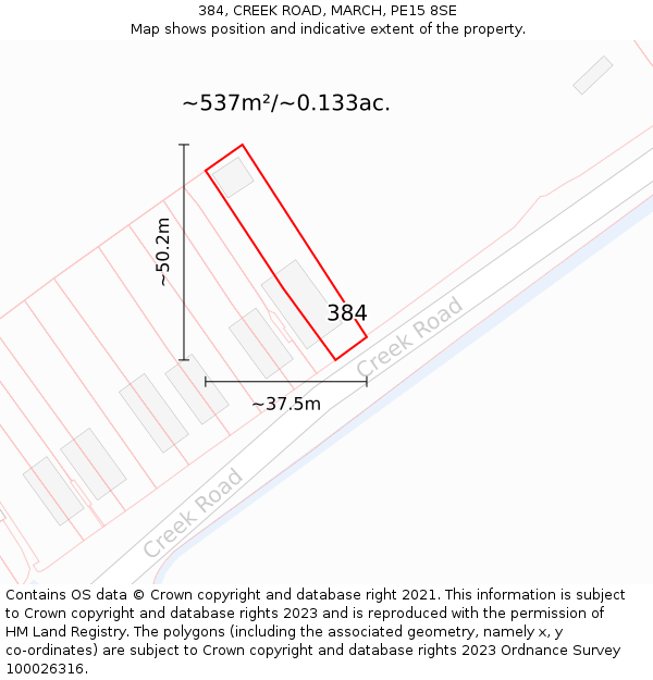 384, CREEK ROAD, MARCH, PE15 8SE: Plot and title map