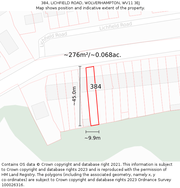 384, LICHFIELD ROAD, WOLVERHAMPTON, WV11 3EJ: Plot and title map