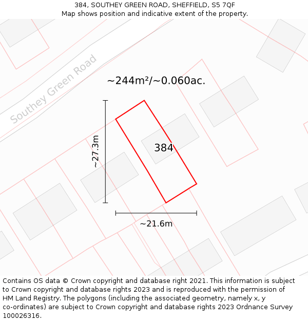 384, SOUTHEY GREEN ROAD, SHEFFIELD, S5 7QF: Plot and title map