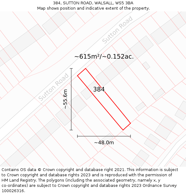 384, SUTTON ROAD, WALSALL, WS5 3BA: Plot and title map