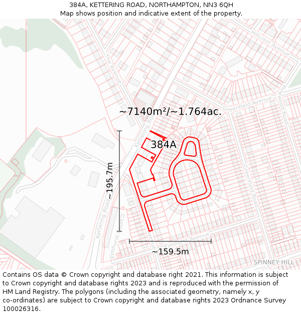 384A, KETTERING ROAD, NORTHAMPTON, NN3 6QH: Plot and title map