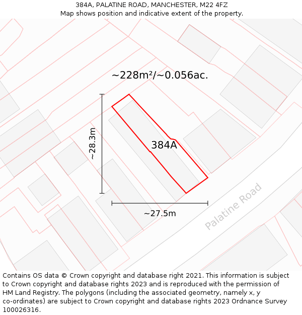 384A, PALATINE ROAD, MANCHESTER, M22 4FZ: Plot and title map