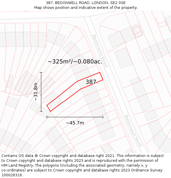 387, BEDONWELL ROAD, LONDON, SE2 0SE: Plot and title map