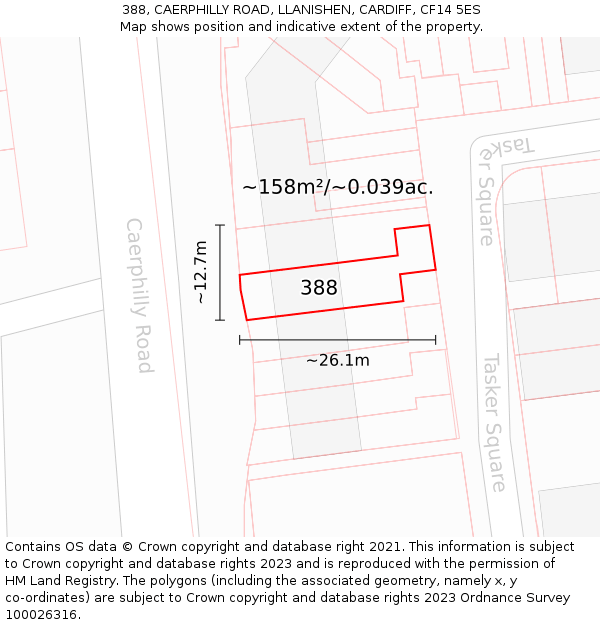 388, CAERPHILLY ROAD, LLANISHEN, CARDIFF, CF14 5ES: Plot and title map