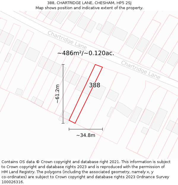 388, CHARTRIDGE LANE, CHESHAM, HP5 2SJ: Plot and title map