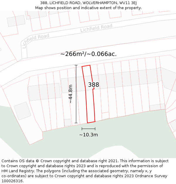 388, LICHFIELD ROAD, WOLVERHAMPTON, WV11 3EJ: Plot and title map