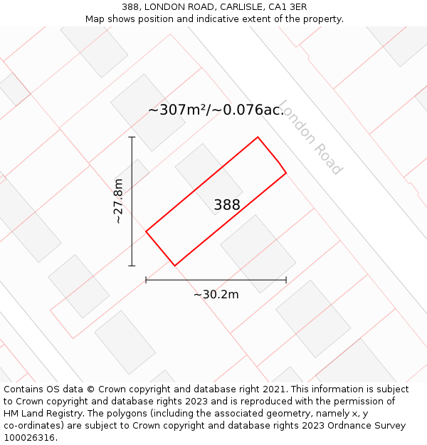 388, LONDON ROAD, CARLISLE, CA1 3ER: Plot and title map