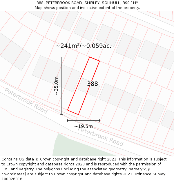 388, PETERBROOK ROAD, SHIRLEY, SOLIHULL, B90 1HY: Plot and title map