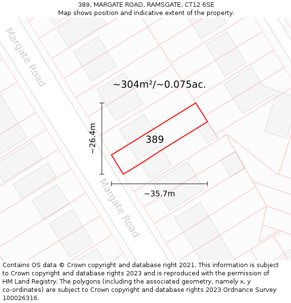 389, MARGATE ROAD, RAMSGATE, CT12 6SE: Plot and title map
