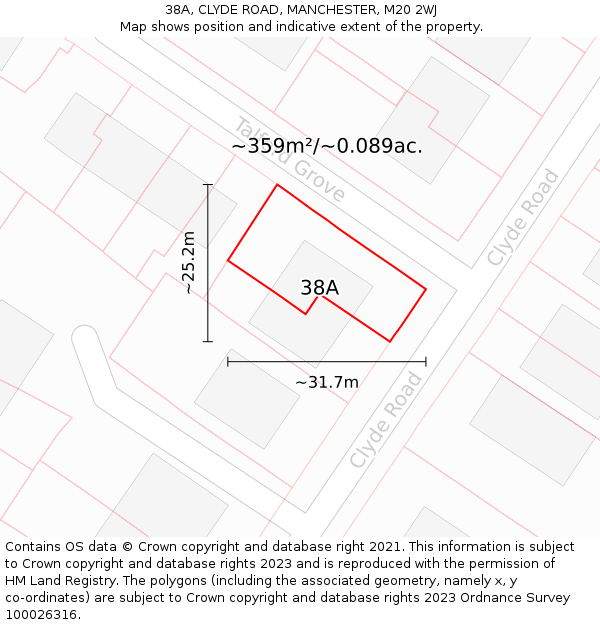 38A, CLYDE ROAD, MANCHESTER, M20 2WJ: Plot and title map