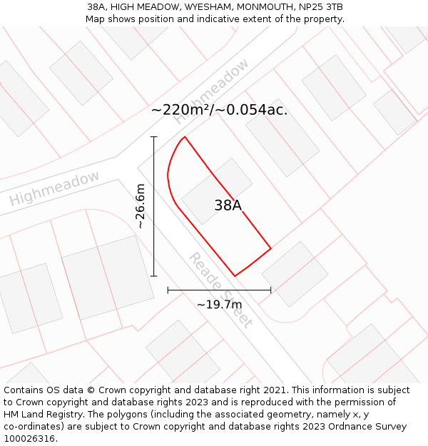 38A, HIGH MEADOW, WYESHAM, MONMOUTH, NP25 3TB: Plot and title map