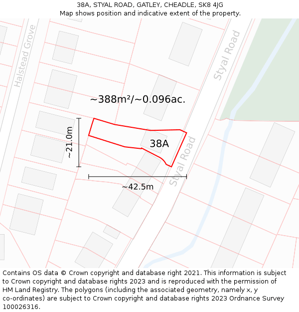 38A, STYAL ROAD, GATLEY, CHEADLE, SK8 4JG: Plot and title map