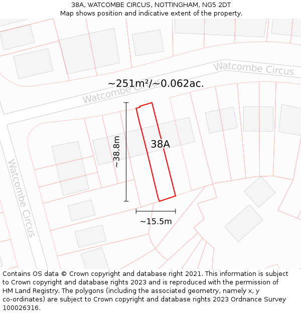 38A, WATCOMBE CIRCUS, NOTTINGHAM, NG5 2DT: Plot and title map