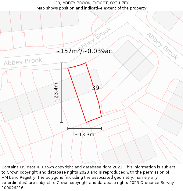 39, ABBEY BROOK, DIDCOT, OX11 7FY: Plot and title map