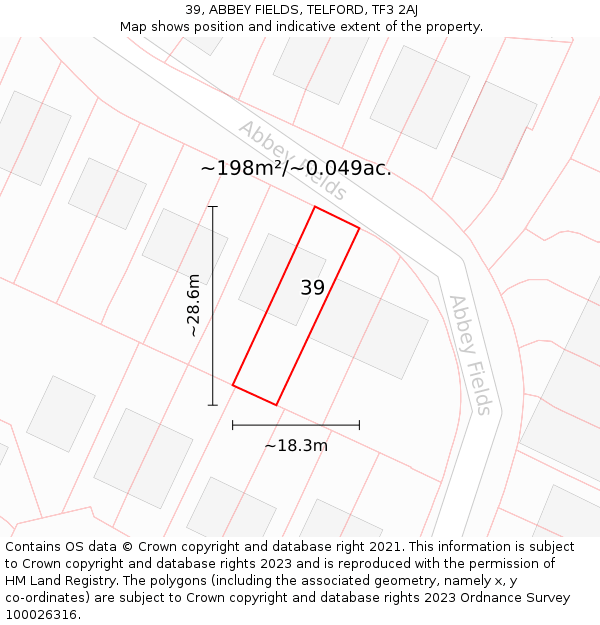 39, ABBEY FIELDS, TELFORD, TF3 2AJ: Plot and title map