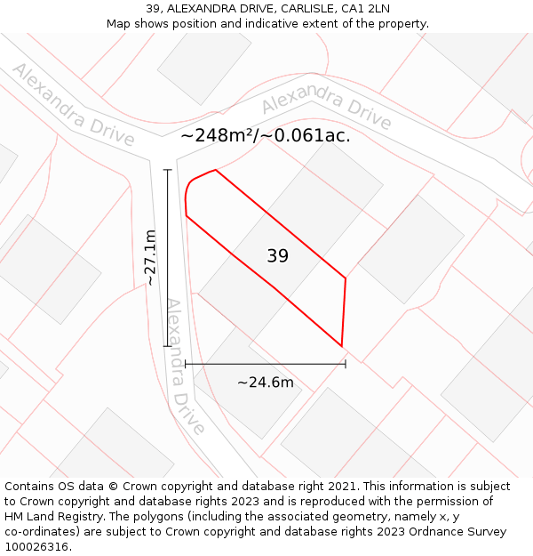 39, ALEXANDRA DRIVE, CARLISLE, CA1 2LN: Plot and title map