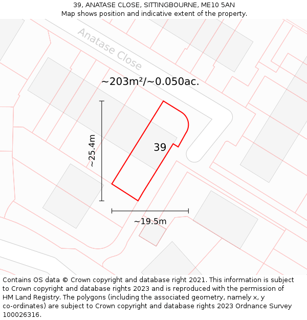 39, ANATASE CLOSE, SITTINGBOURNE, ME10 5AN: Plot and title map