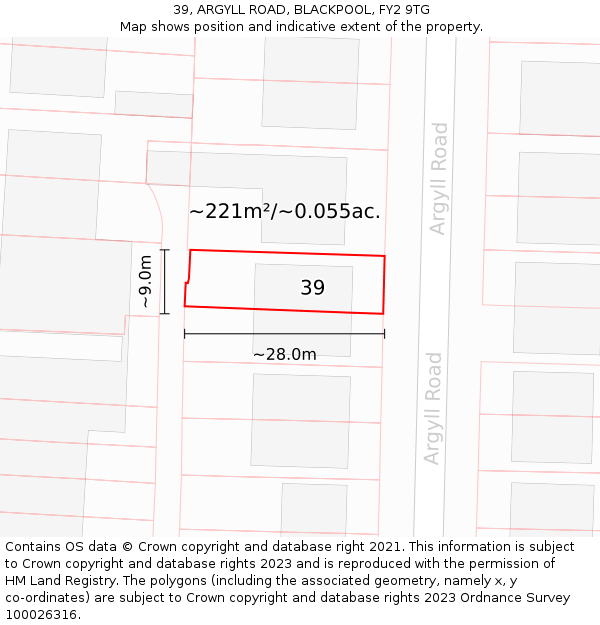 39, ARGYLL ROAD, BLACKPOOL, FY2 9TG: Plot and title map