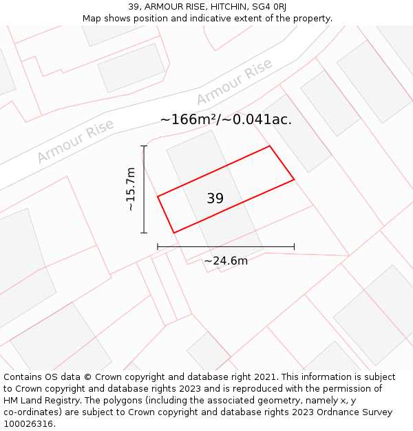 39, ARMOUR RISE, HITCHIN, SG4 0RJ: Plot and title map