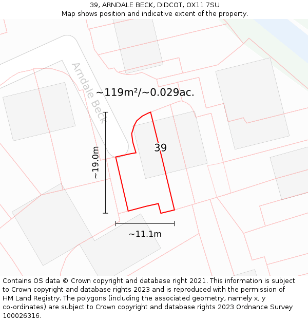 39, ARNDALE BECK, DIDCOT, OX11 7SU: Plot and title map