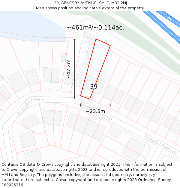 39, ARNESBY AVENUE, SALE, M33 2NJ: Plot and title map