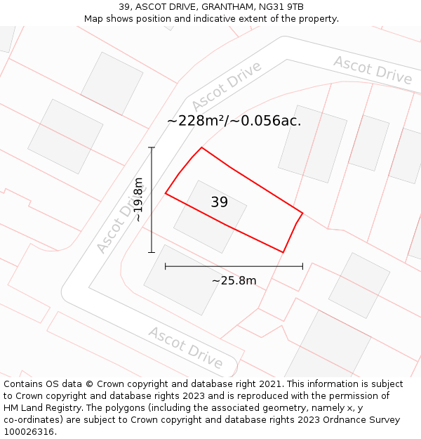 39, ASCOT DRIVE, GRANTHAM, NG31 9TB: Plot and title map