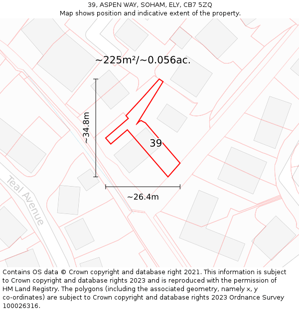 39, ASPEN WAY, SOHAM, ELY, CB7 5ZQ: Plot and title map