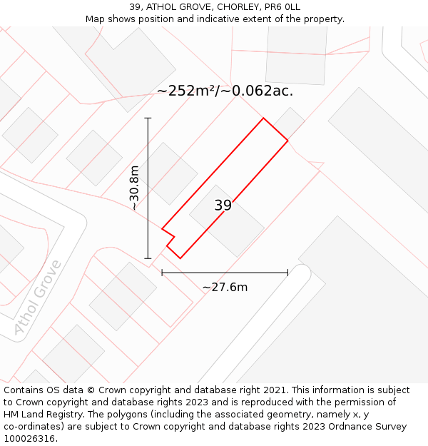 39, ATHOL GROVE, CHORLEY, PR6 0LL: Plot and title map